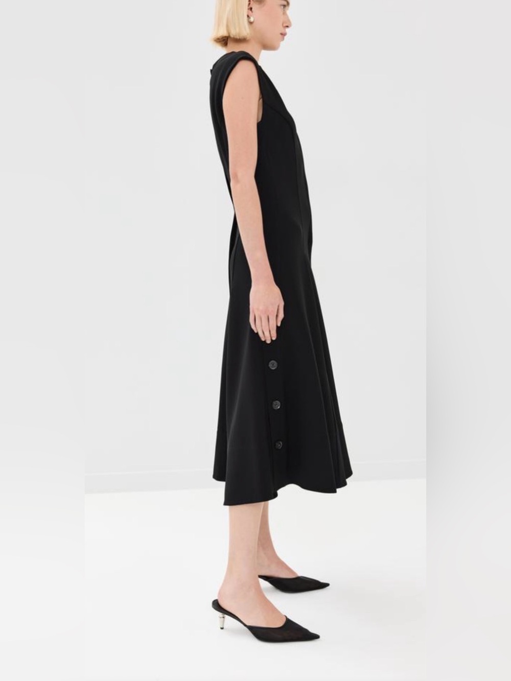 Proenza Schouler Women's Georgia Dress Black Sleeveless A-Line Dress - Picture 11 of 15